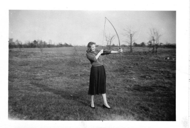Mom shooting an arrow